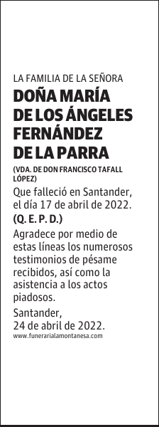DOÑA MARÍA DE LOS ÁNGELES FERNÁNDEZ DE LA PARRA