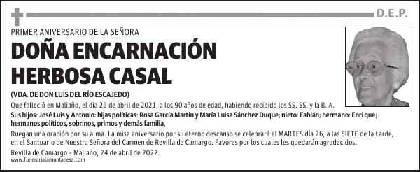 DOÑA ENCARNACIÓN HERBOSA CASAL
