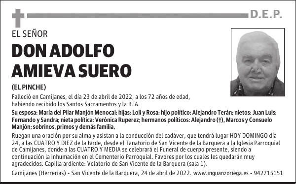 DON ADOLFO AMIEVA SUERO