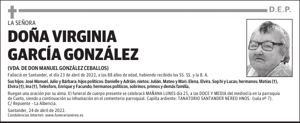 DOÑA VIRGINIA GARCÍA GONZÁLEZ