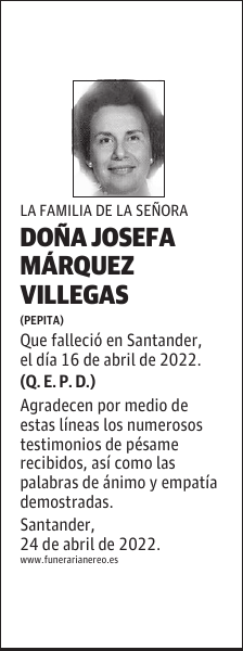 DOÑA JOSEFA MÁRQUEZ VILLEGAS
