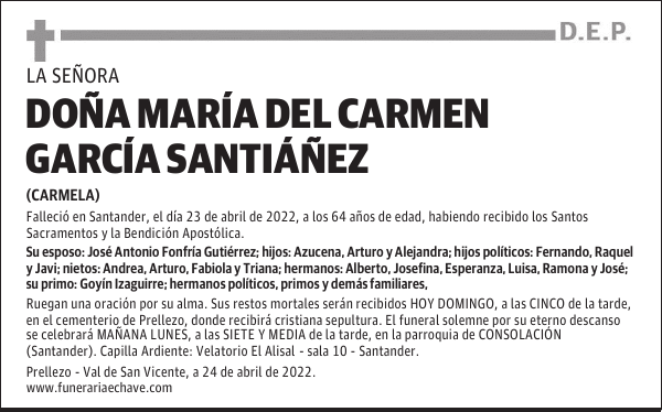 DOÑA MARÍA DEL CARMEN GARCÍA SANTIÁÑEZ