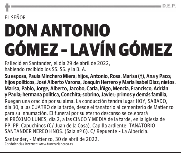 DON ANTONIO GÓMEZ - LAVÍN GÓMEZ