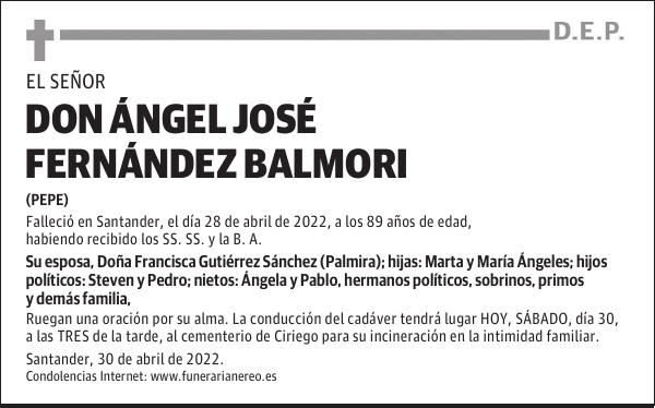 DON ÁNGEL JOSÉ FERNÁNDEZ BALMORI
