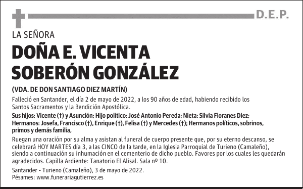 DOÑA E. VICENTA SOBERÓN GONZÁLEZ