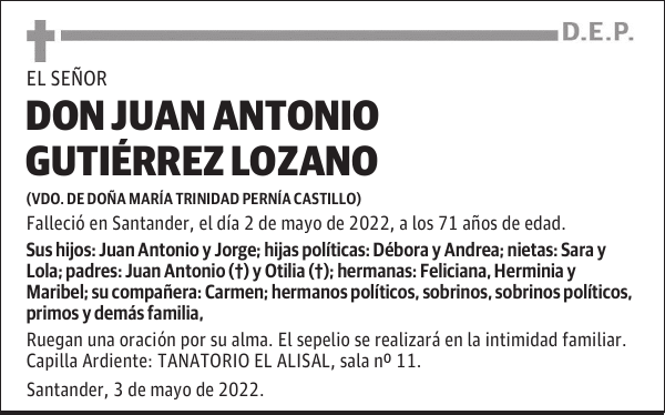 DON JUAN ANTONIO GUTIÉRREZ LOZANO