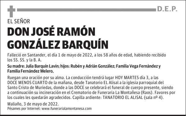 DON JOSÉ RAMÓN GONZÁLEZ BARQUÍN