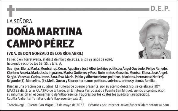DOÑA MARTINA CAMPO PÉREZ
