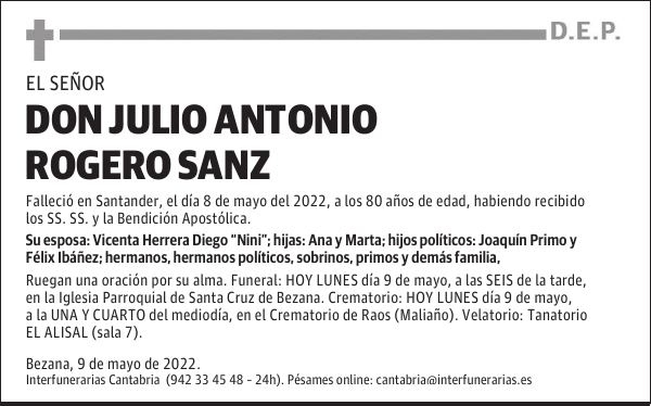 DON JULIO ANTONIO ROGERO SANZ