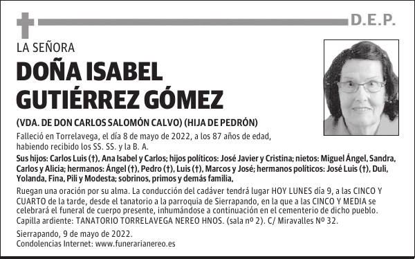 DOÑA ISABEL GUTIÉRREZ GÓMEZ
