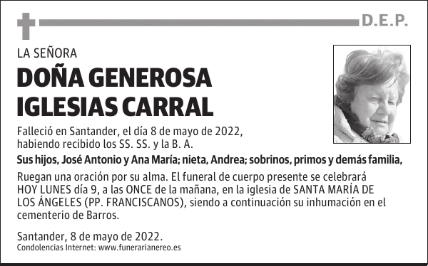 DOÑA GENEROSA IGLESIAS CARRAL