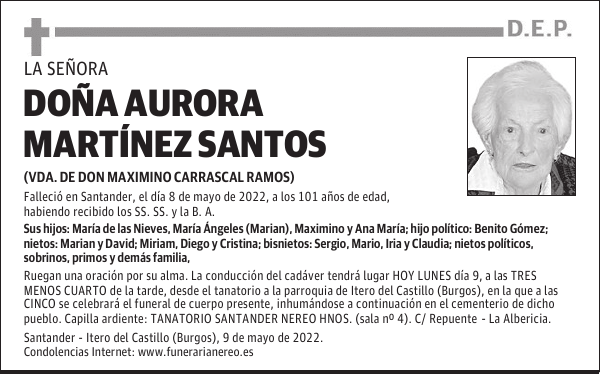 DOÑA AURORA MARTÍNEZ SANTOS