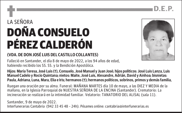DOÑA CONSUELO PÉREZ CALDERÓN