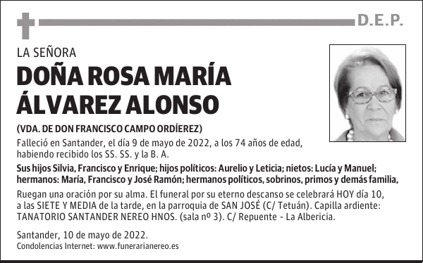 DOÑA ROSA MARÍA ÁLVAREZ ALONSO