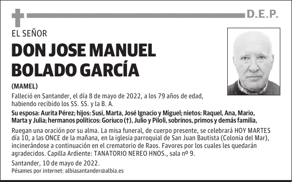 DON JOSE MANUEL BOLADO GARCÍA