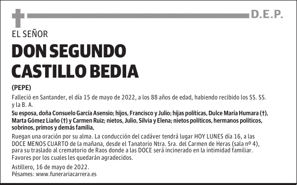 DON SEGUNDO CASTILLO BEDIA