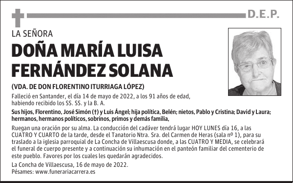 DOÑA MARÍA LUISA FERNÁNDEZ SOLANA