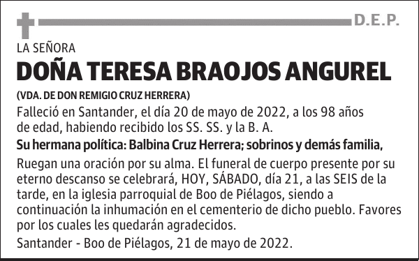 DOÑA TERESA BRAOJOS ANGUREL