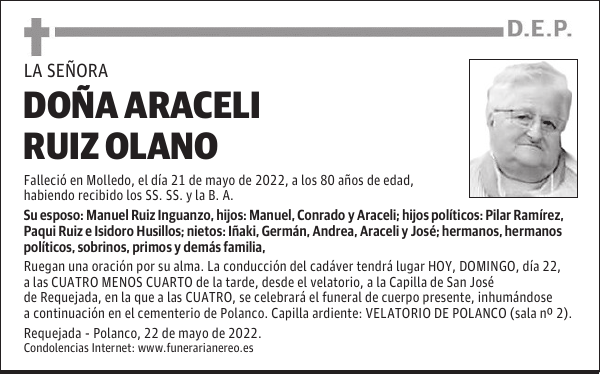 DOÑA ARACELI RUIZ OLANO
