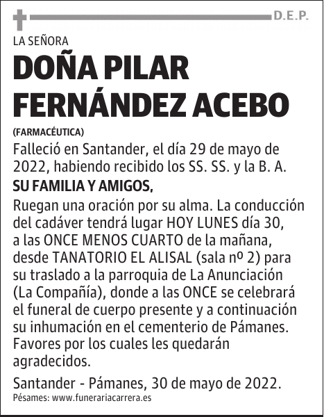 DOÑA PILAR FERNÁNDEZ ACEBO