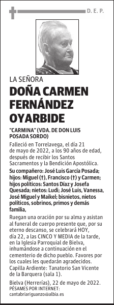 DOÑA CARMEN FERNÁNDEZ OYARBIDE