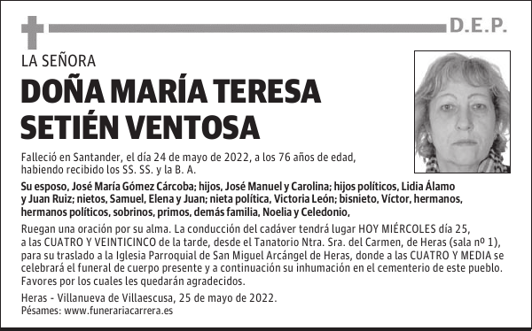 DOÑA MARÍA TERESA SETIÉN VENTOSA