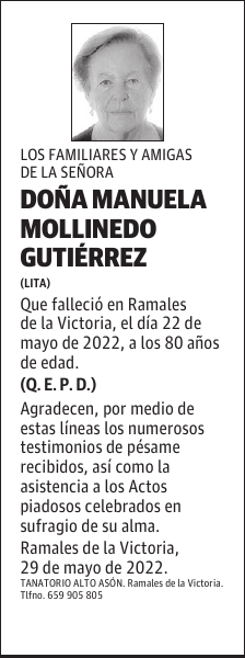 DOÑA MANUELA MOLLINEDO GUTIÉRREZ