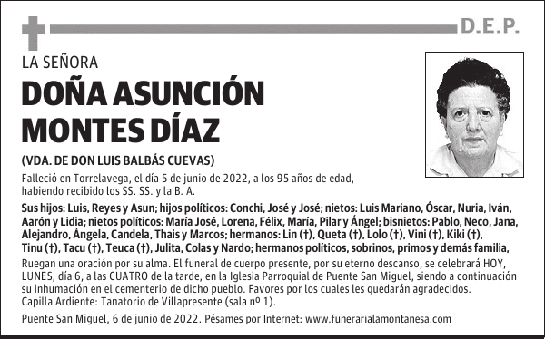 DOÑA ASUNCIÓN MONTES DÍAZ