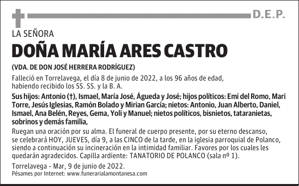 DOÑA MARÍA ARES CASTRO