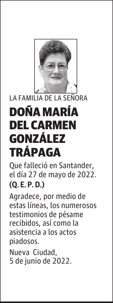 DOÑA MARÍA DEL CARMEN GONZÁLEZ TRÁPAGA