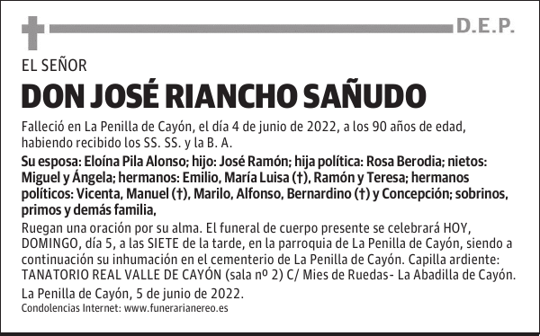 DON JOSÉ RIANCHO SAÑUDO