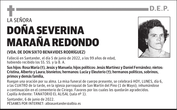 DOÑA SEVERINA MARAÑA REDONDO