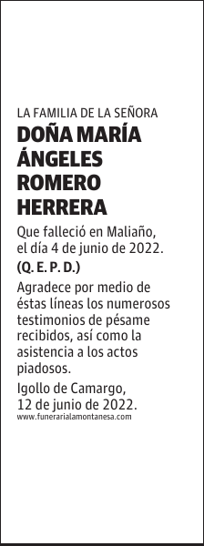 DOÑA MARÍA ÁNGELES ROMERO HERRERA