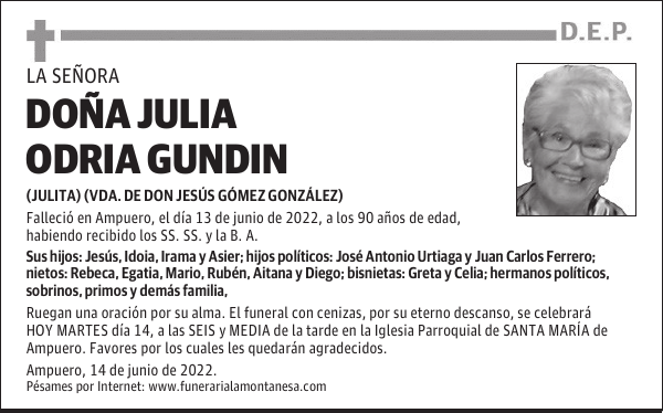 DOÑA JULIA ODRIA GUNDIN