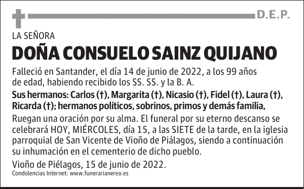 DOÑA CONSUELO SAINZ QUIJANO