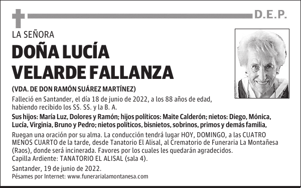 DOÑA LUCÍA VELARDE FALLANZA