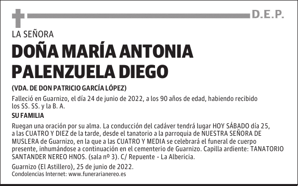 DOÑA MARÍA ANTONIA PALENZUELA DIEGO