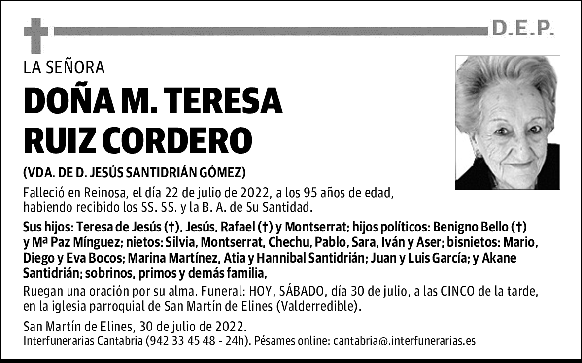 Da. M. TERESA RUIZ CORDERO