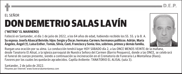 DON DEMETRIO SALAS LAVÍN