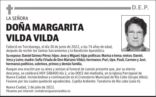 DOÑA MARGARITA VILDA VILDA