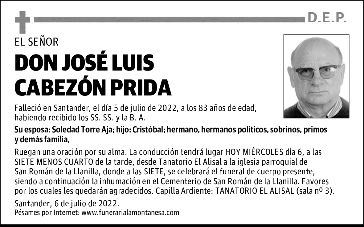 DON JOSÉ LUIS CABEZÓN PRIDA
