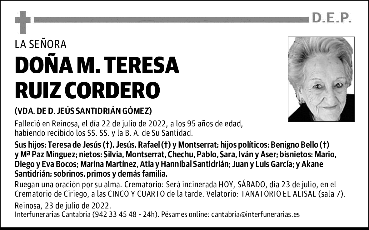 DOÑA. M. TERESA RUIZ CORDERO