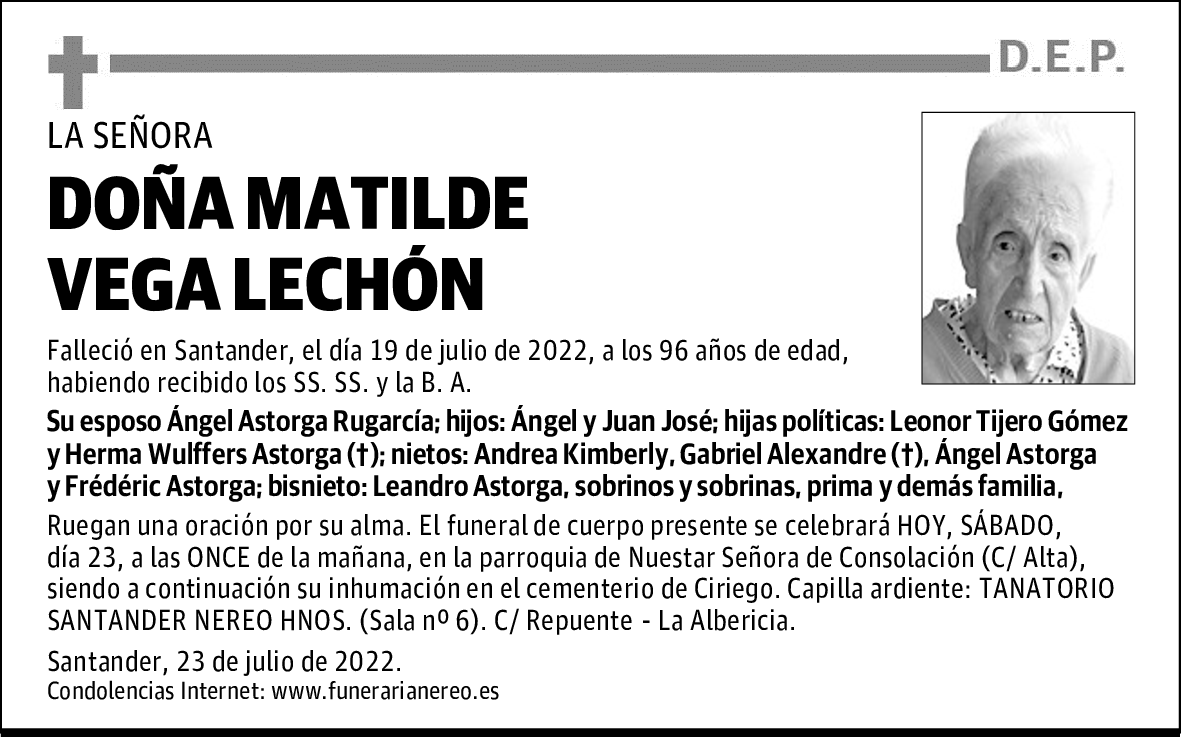 DOÑA MATILDE VEGA LECHÓN