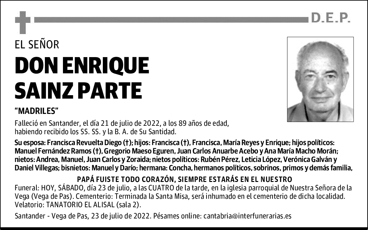 D. ENRIQUE SAINZ PARTE
