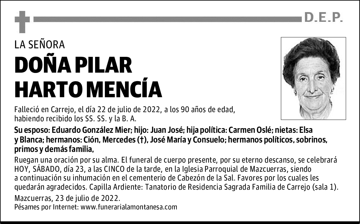 DOÑA PILAR HARTO MENCÍA