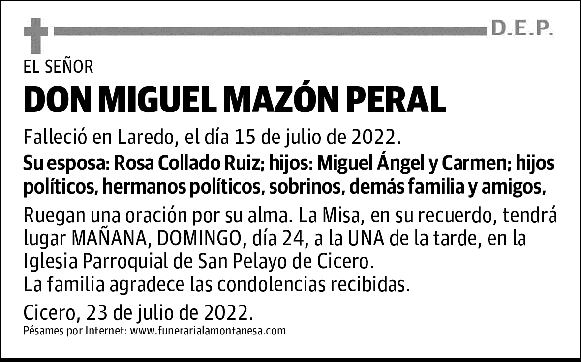 DON MIGUEL MAZÓN PERAL