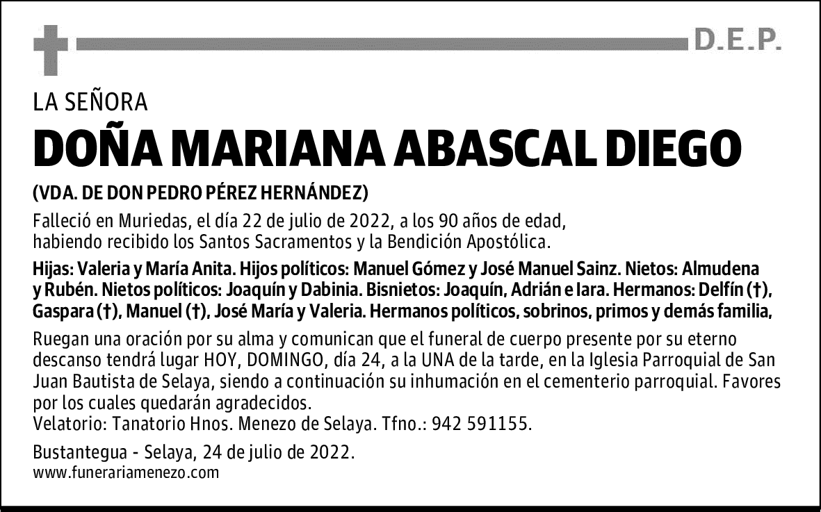 Doña Mariana Abascal Diego