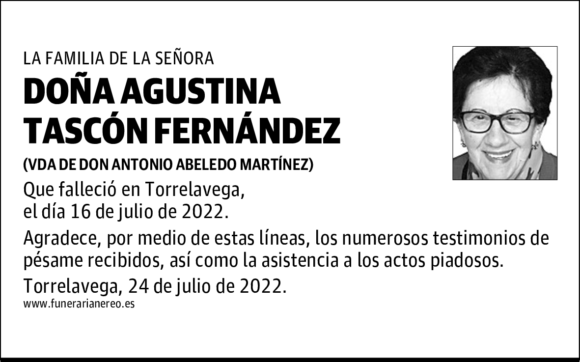 DOÑA AGUSTINA TASCÓN FERNÁNDEZ