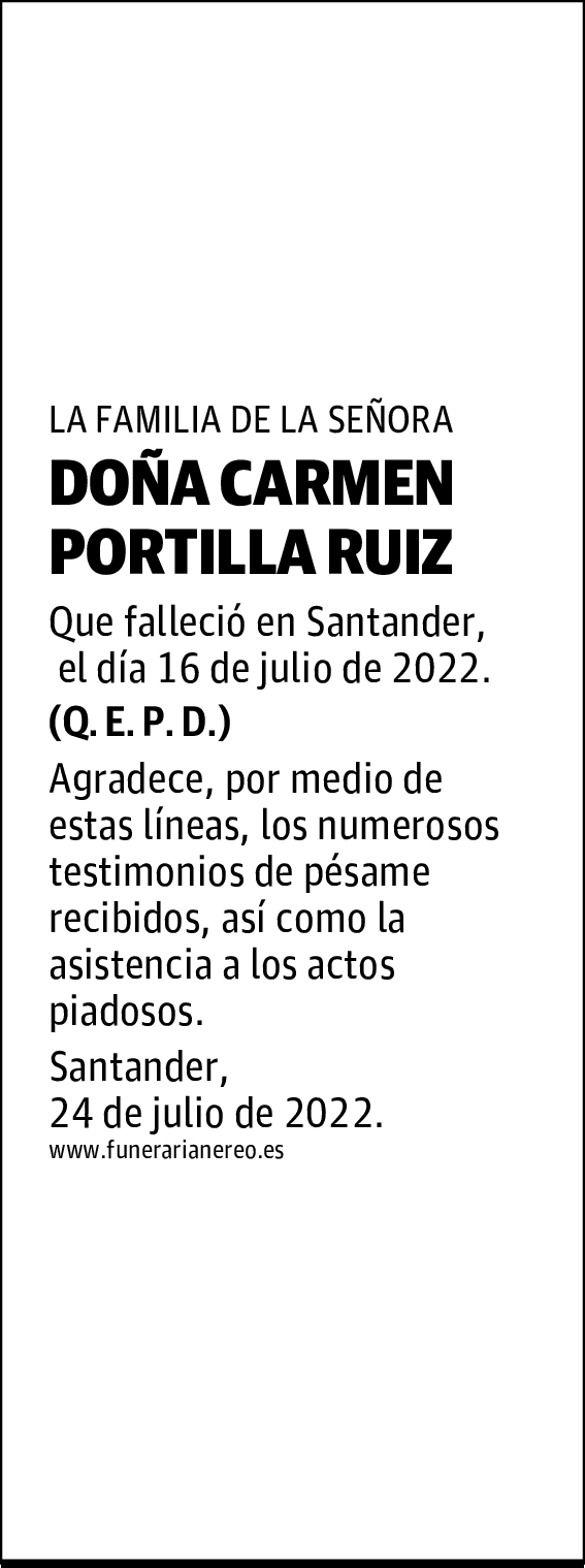 DOÑA CARMEN PORTILLA RUIZ