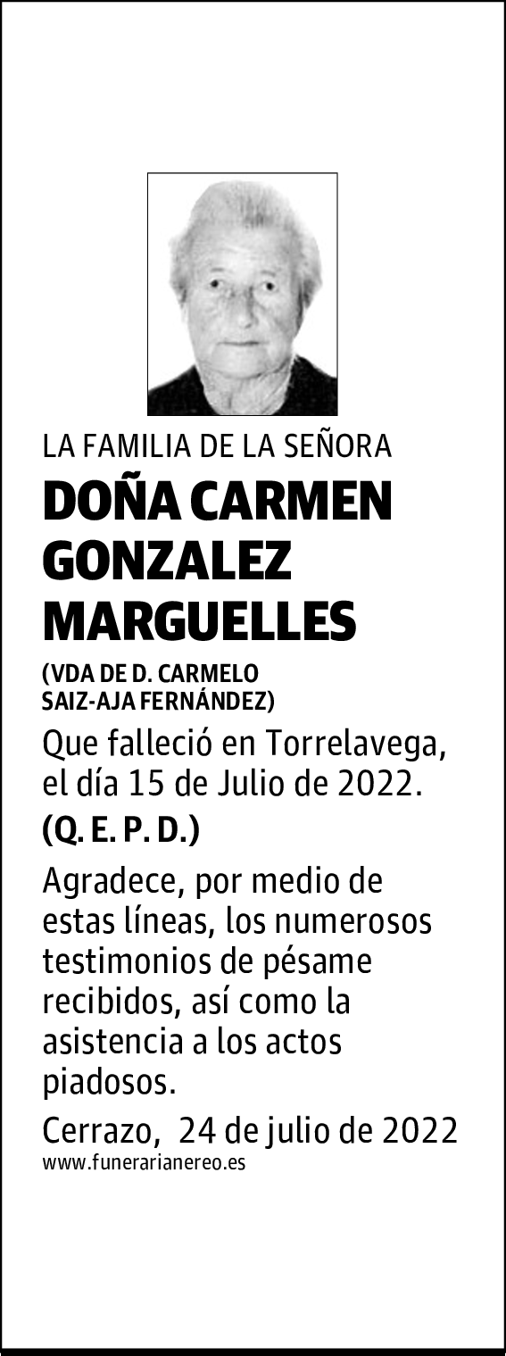 DOÑA CARMEN GONZALEZ MARGUELLES